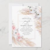 Invitation Fleurs blanches Pampas Grass Southern Graduation (Devant)