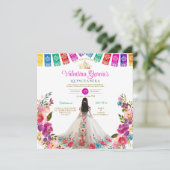 Invitation Fleurs blanches Quinceañera 15 Anos Anniversaire (Debout devant)