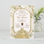 Invitation Fleurs blanches Quinceanera or Mexicaine Anniversa (Debout devant)
