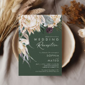 Invitation Fleurs blanches | Réception de mariage vert foncé