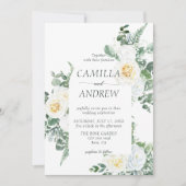 Invitation Fleurs blanches romantiques et Mariage de verdure (Devant)