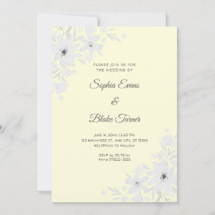 Invitation Fleurs blanches romantiques Floral Jaune Mariage