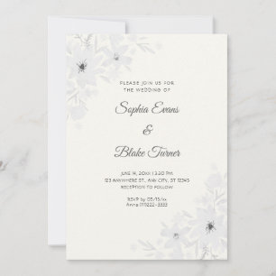 Invitation Fleurs Blanches Romantiques Florales Crème Blanche