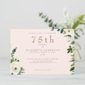 Invitation Fleurs blanches rose anniversaire (Debout devant)