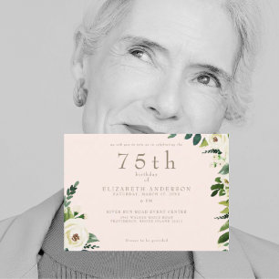 Invitation Fleurs blanches rose anniversaire