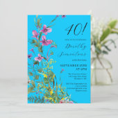 Invitation Fleurs blanches rose exotique 40e anniversaire (Debout devant)