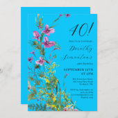 Invitation Fleurs blanches rose exotique 40e anniversaire (Devant / Derrière)