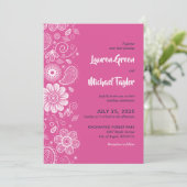 Invitation Fleurs blanches rose Paisley Floral Motif (Debout devant)