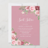 Invitation Fleurs blanches rose poussiéreuses Douces 16 invit (Devant)