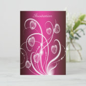 Invitation Fleurs blanches roses chaudes fête d'anniversaire (Debout devant)