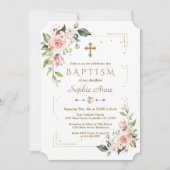 Invitation Fleurs blanches roses délicates Parties scintillan (Devant)