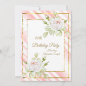 Invitation Fleurs blanches roses douces Fête d'anniversaire e (Devant)
