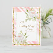 Invitation Fleurs blanches roses douces Fête d'anniversaire e (Debout devant)