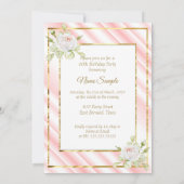 Invitation Fleurs blanches roses douces Fête d'anniversaire e (Dos)