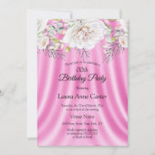 Invitation Fleurs blanches roses Fleurs florales fête d'anniv (Devant)