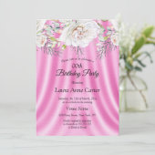 Invitation Fleurs blanches roses Fleurs florales fête d'anniv (Debout devant)