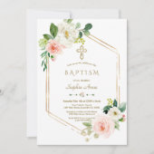 Invitation Fleurs blanches roses modernes Fleur de fleurs Cro (Devant)