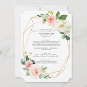 Invitation Fleurs blanches roses Rose Or tout en un Mariage (Dos)