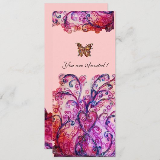 Invitation FLEURS BLANCHES rouge vif violet rose vif (Devant / Derrière)