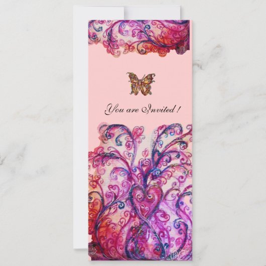 Invitation FLEURS BLANCHES rouge vif violet rose vif (Devant)