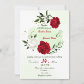 Invitation fleurs blanches rouges mariage (Devant)