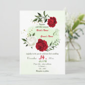 Invitation fleurs blanches rouges mariage (Debout devant)
