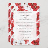 Invitation Fleurs blanches rouges Mariage floral (Devant / Derrière)