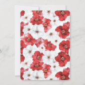 Invitation Fleurs blanches rouges Mariage floral (Dos)