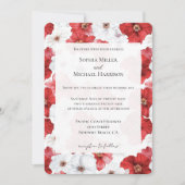 Invitation Fleurs blanches rouges Mariage floral (Devant)