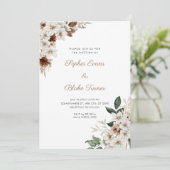 Invitation Fleurs blanches rustiques Bohème Mariage blanc (Debout devant)
