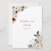 Invitation Fleurs blanches rustiques Bohème Mariage blanc (Dos)