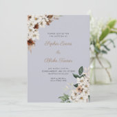 Invitation Fleurs blanches rustiques Boho Cloud gris Mariage (Debout devant)