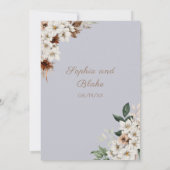 Invitation Fleurs blanches rustiques Boho Cloud gris Mariage (Dos)