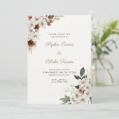 Invitation Fleurs blanches rustiques Boho Mariage blanc cassé (Debout devant)