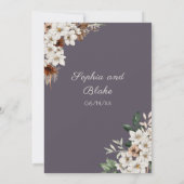 Invitation Fleurs blanches rustiques Mariage bohème gris fumé (Dos)