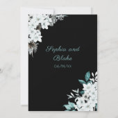 Invitation Fleurs Blanches Rustiques Mariage Bohème Noir (Dos)