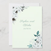Invitation Fleurs Blanches Rustiques Mariage Bohème Vert Clai (Dos)