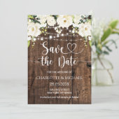 Invitation Fleurs blanches Save the Date Mariage (Debout devant)