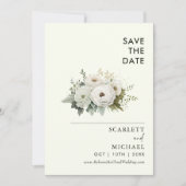 Invitation Fleurs Blanches Simples Enregistrer La Date (Devant)