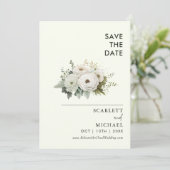 Invitation Fleurs Blanches Simples Enregistrer La Date (Debout devant)