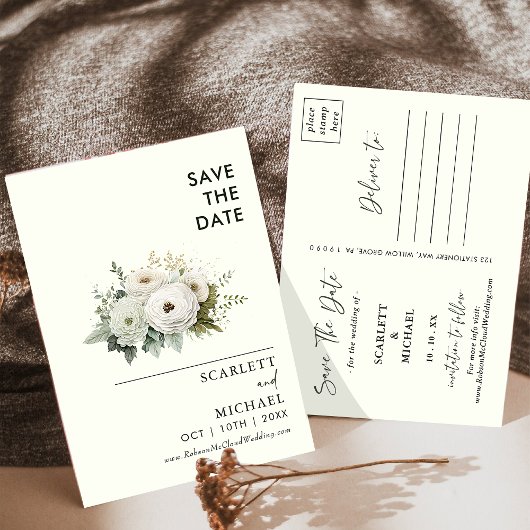 Invitation Fleurs Blanches Simples Enregistrer La Date