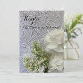 Invitation Fleurs blanches sur arrière - plan en relief (Debout devant)