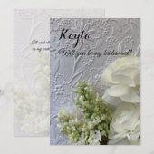 Invitation Fleurs blanches sur arrière - plan en relief (Devant / Derrière)