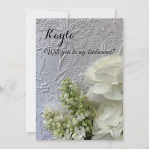 Invitation Fleurs blanches sur arrière - plan en relief