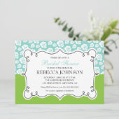 Invitation Fleurs blanches sur Fête de l'mariée Turquoise et  (Debout devant)