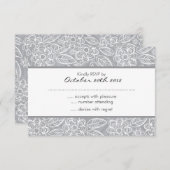 Invitation fleurs blanches sur motif gris RSVP (Devant / Derrière)