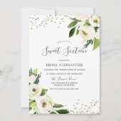 Invitation Fleurs blanches Sweet sixteen d'or moderne Invitat (Devant)