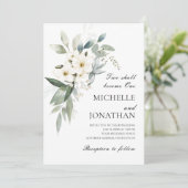 Invitation Fleurs blanches Verdure Bible chrétienne Mariage (Debout devant)