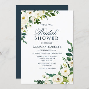 Invitation Fleurs blanches Verdure Fête des mariées moderne I