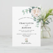 Invitation Fleurs blanches verdure moderne mariage élégant (Debout devant)